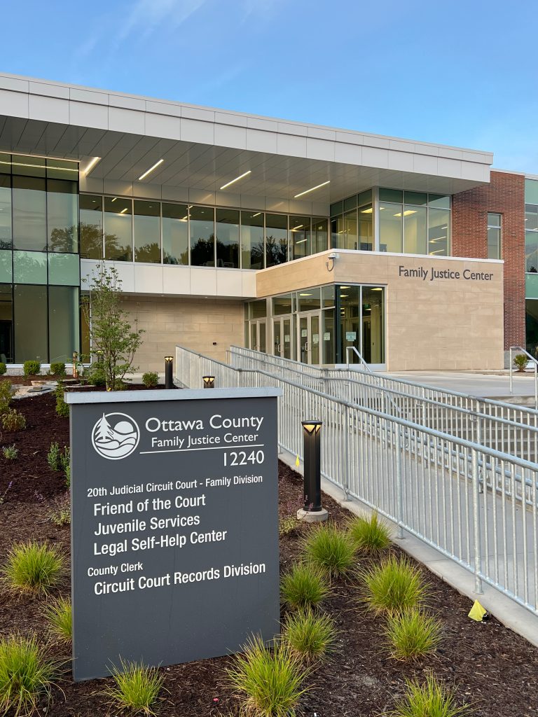 Sign at the entrance of the Family Justice Center